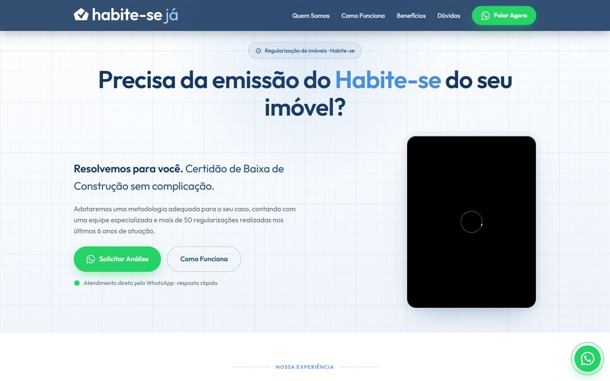 Site da Habite-se Já sobre emissão do Habite-se em BH