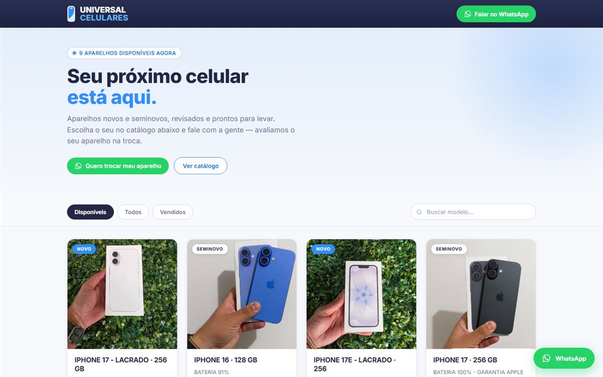 Catálogo de celulares da Universal Celulares
